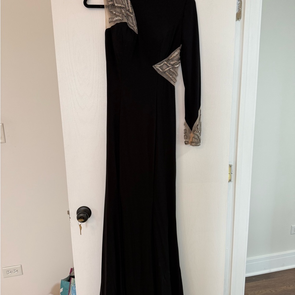 imPRESS Black Long Sleeve Asymmetrical Gown